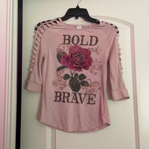 Tween/Teens pink long sleeve with built in holes on side shirt